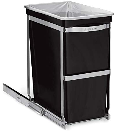 simplehuman CW1124 cestino a scomparsa, pattumiera da cucina, pattumiera sottolavello scorrevole, telaio in acciaio resistente, 30 L