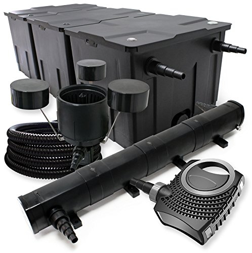 Wiltec Set filtro para estanque hasta 90000l Clarificador UVC 72W 115W Bomba manguera 25m Skimmer