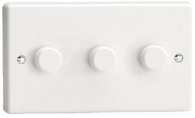 Varilight Classic White, LED Dimmer Switch - V-Pro Series, 3 Gang (Double), 1 or 2 Way, 0-120W Watt (Trailing Edge)