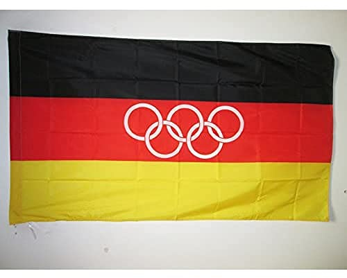 AZ FLAG - Drapeau Équipe unifiée d'Allemagne 1960-1968 - 150x90 cm - Drapeau Allemand Olympique 100% Polyester Avec Fourreau et cordelette - Pavillon 110 g