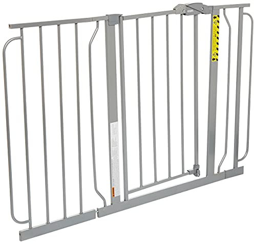 Regalo Easy Step 124cm Extra Wide Baby Gate, Platinum, Includes 10cm and 30.5cm Extension Kit, 4 Pack of Pressure Mount Kit and 4 Pack of Wall Mount Kit, fits 29 - 48 wide, 30 high