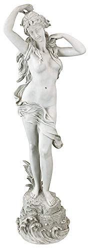 Design Toscano Spring Awakening Classic Woman Garden Statue, 102 cm, Polyresin, Antique Stone, White