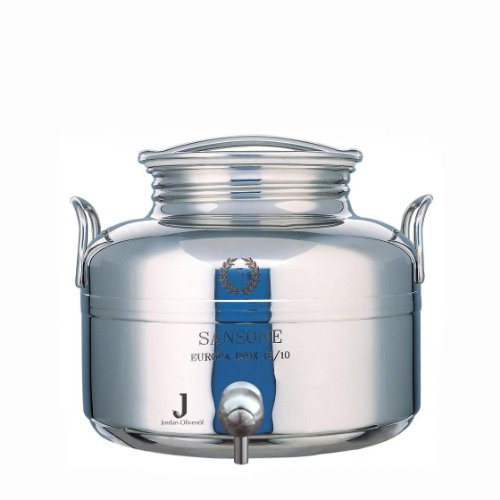Contenitore in acciaio inox 2 Lt per olio con supporto in plastica