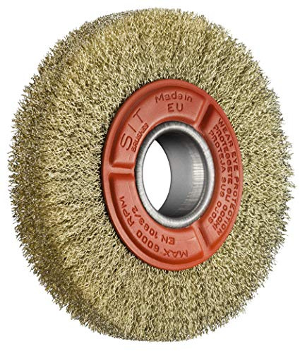 Sit Tecnospazzole 710 Spazzola per Mola a Filo Ondulato in Acciaio Ottonato-Ce3122 in Blister-Ø: 125Mm, Ø=125 mm