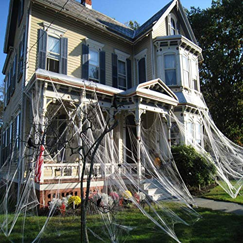 CHICIEVE Halloween Ragnatele Halloween Prop Decor Spaventoso Party Scene Indoor Outdoor Festival Decorazione per Bar Haunted House,Abbastanza per Coprire 1000 Piedi Quadrati (300g Spider Web)