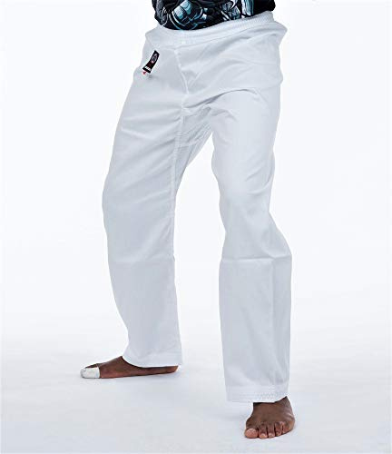 Ronin Karate Pants Poly-Cotton Middle Weight Martial Arts Pants with Elastic Waist (White, 5)