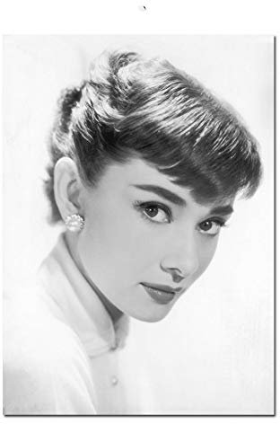 JWJQTLD Leinwanddruck Wandkunst Leinwand Malerei Schwarz Weiß Audrey Hepburn Foto Nordische Plakate Und Drucke Wandbilder Für Wohnzimmer Bett Zimmer Dekor