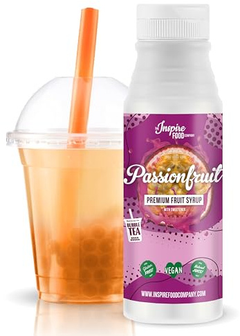 INSPIRE FOOD Sirop Bubble Tea Passion - 300ml | Pur Jus de Fruit pour Bubble Tea, Boba Tea, Slushes & Ice-Blended | 100% végétarien, sans gluten