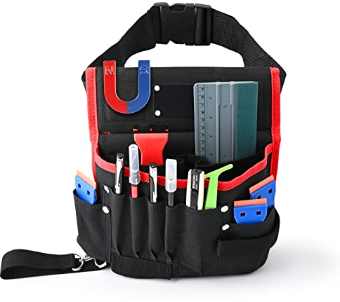 EHDIS Werkzeug-Gürteltasche mit Gürtelschlaufe - 10 Fächer, Gürteltasche aus Leinwand, Werkzeuggürtel, Gürteltasche Arbeit Einzelhandel, Pflegeleicht