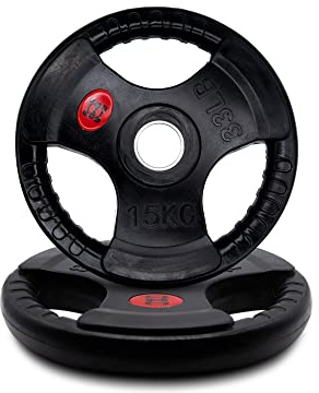 GYM DISTRICT Hantelscheiben 50mm - Fitness-Gewichte für jede 50mm-Olympia-Hantelstange - Gusseisen, gummiert, praktische Griffe - Ideale Trainingsgewichte für dein Home Gym - Verschiedene Gewichte…