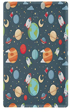 Seamless Children Cartoon Space Pattern Rockets Unused Outlet Light Switch Cover Decorative Wall Plate for Home Switch 4.53x2.76in
