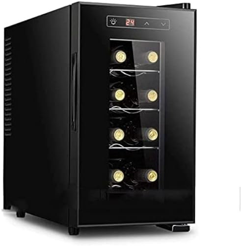 Small Wine Cabinet Refrigerator Black Freestanding Countertop Wine Cellar Cooler,8 Bottle Cooler Refrigerator With Lock Digital Temperature Control With Glass Door,Vertical,Pleasant63