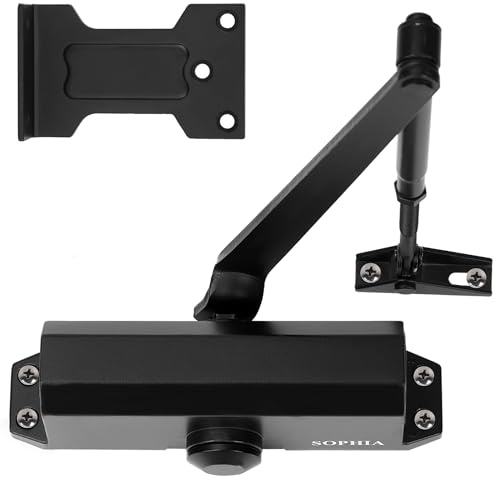SOPHIA Automatic Door Closer Commercial, Auto Door Closer for Home Size 3 DK500, 3H Fire-Rated Hydraulic Door Closer Residential & Life Size Fitting Template, UL Listed, ANSI Grade 3, Matte Black