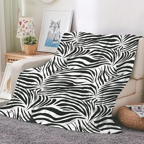 EHOMERY Couvertures Minces Linge De Lit Flanelle Couverture Maman Housse De Couette Flanelle Imprimé Zèbre Couverture d'automne Noir 100x70cm