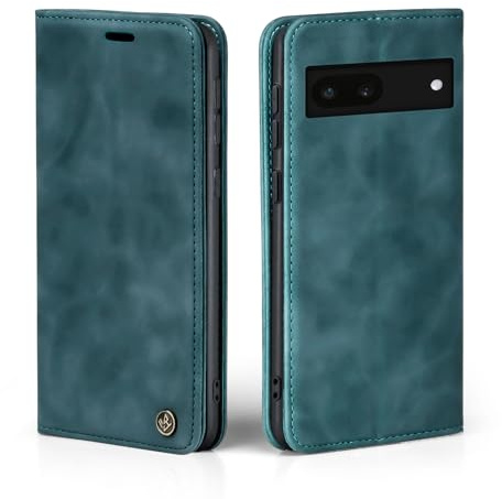 LBH Handyhülle für Google Pixel 6a in Petrol Blau mit Karten- und Geldfach Smartphone Hülle mit Standfunktion Flip Case Schutzhülle Magnetverschluss Vintage