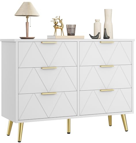 YITAHOME Commode contemporaine à 6 tiroirs pour chambre à coucher, meuble de chambre à coucher, large commode en bois, meuble de rangement pour chambre à coucher, tiroirs coulissants, 100 x 34 x 75 cm