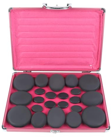 20 Wärmesteine Wärmegerät Hot Stone Massage Groß Heiße Steine Set für die Wärmebehandlung Erwärmer Rund wasserfreie Heizung Verbessert die Durchblutung und Entspannt die Muskeln mit Heizbox