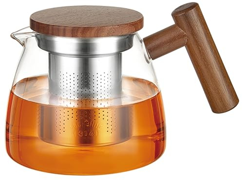 Lovegrace glas tekanna 730 ml med trädesign och sil i rostfritt stål – elegant bryggupplevelse för löst te och blommande te konstgjorda testunder