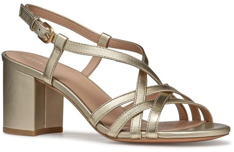 Geox D VIRNILISA 65 S B - Sandalo con Tacco Donna, Lt Gold,