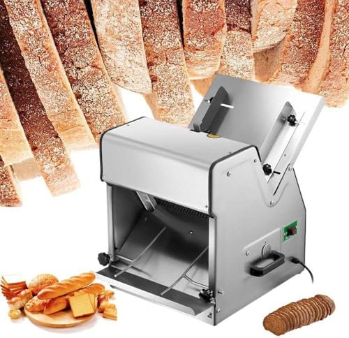 Trancheuse à pain grillée commerciale 370 W – Machine à découper le pain électrique avec 31 tranches/12 mm d'épaisseur + déflecteur à pain de 11 à 39 cm – Appareil de cuisine en acier inoxydable
