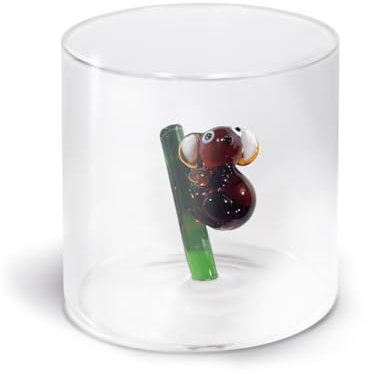 WD Lifestyle - Bicchiere in Vetro Borosilicato 250ml con Decorazione Koala