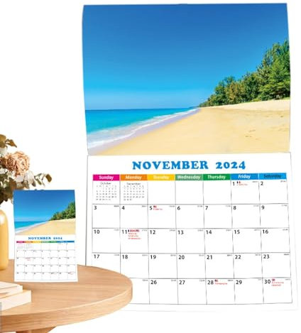 Ghjkldha Wandkalender, Wandkalender 2024–2025, Strandkalender Juli 2024, monatlicher dicker Papierkalender, Juli 2024 bis Juni 2025, monatlicher dicker Papierkalender für 2024–2025, präsentiert wunde