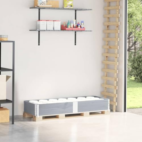Lechnical Pallet Collar Grey 150x50 cm Solid Wood Pine,Pallet Collar,Versatile for Storage or Raised Garden Bed,Space Saving-4010295