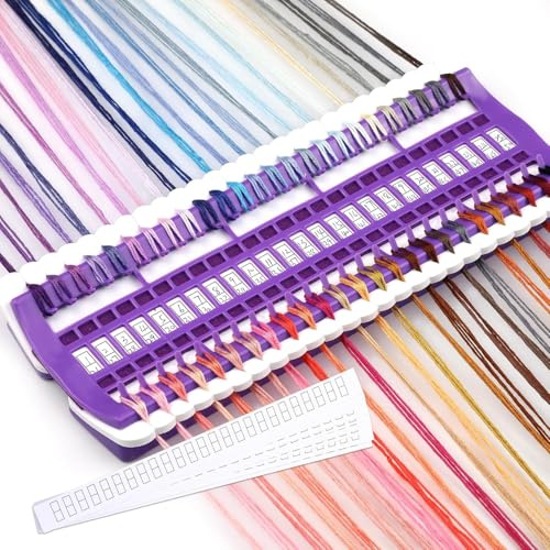 PAIKIUU 50 Positionen Stickgarn Organizer für Stickgarn Kreuzstich Aufbewahrung, Kreuzstich-Faden-Organizer, Stickgarn-Aufbewahrungswerkzeug mit 4 Stück austauschbarer Papierkarte Lila