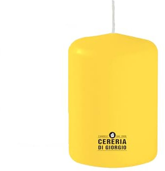Candela diametro 7 cm altezza 10 cm - Colore Giallo - Per operatori Horeca, eventi e decorazione della casa - Durata 55 ore - Cereria Di Giorgio