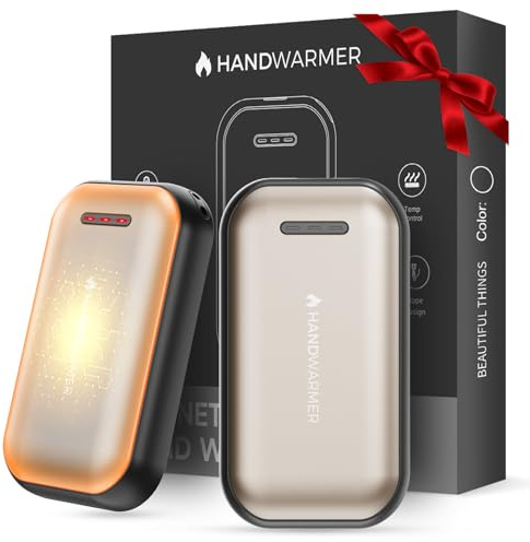 Chauffe Main Électrique 2 Pack - 6000mAh Chauffe-Mains de Poche Magnétique, USB Rechargeable Chauffage Rapide, 3 Niveaux de Chaleur Jusqu’à 55 °C, pour Extérieur, Golf, Camping, Cadeaux de d'hiver