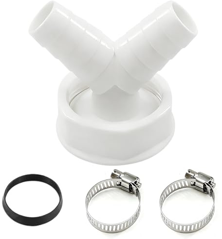 Siphon Waschmaschine Abfluss Adapter, Y‑Verteiler Zulaufschlauch für Geschirrspüler – Doppelanschluss DN 40, Eckventil mit Spülmaschinenanschluss, 19‑24 mm Stutzen