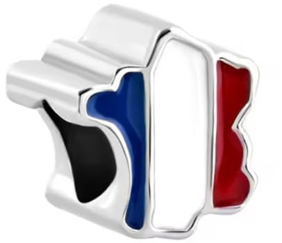 Charm Outline of France en argent 925 compatible avec les bracelets Pandora, Trollbeads, Chamilia, Biagi et de nombreux autres bracelets à breloques britanniques.