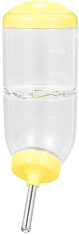 ULTECHNOVO Botella de Agua Diseño Conveniente y Antigoteo Botella de Plástico Amarillo de 500ml para Hámster y Pequeños Roedores para Suministros de Mascotas