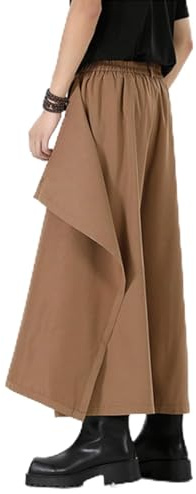 Pantaloni da uomo, stile tradizionale, kilt giapponese, gonna samurai, pantaloni alla moda, per il tempo libero, pantaloni da uomo, tinta unita, Samurai, Hakama, Harem, baggy, streetwear, O caffè