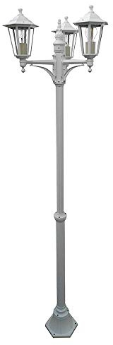 Außen-Garten-Steh-Wege-Leuchte Kingston XXL 3 flammig E27 weiß IP44 Aluminium Druckguss Lampe