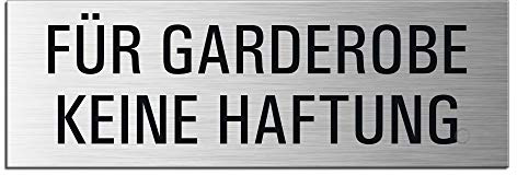 Schild Für Garderobe keine Haftung 240x80 mm XL Türschild Aluminium gebürstet Edelstahloptik selbstklebend 26016-S