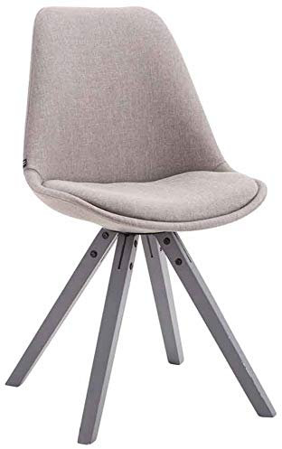 CLP Retro-Stuhl Toulouse Square Mit Stoffbezug Und Hochwertigem Sitzpolster I Lehnstuhl Mit Stabilem Holzgestell I Sitzhöhe 48 cm, Farbe:grau, Gestell Farbe:grau