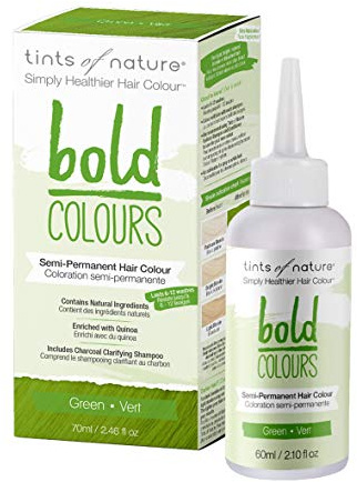 Tints of Nature Verde intenso, Tinte semipermanente y natural de cabello, vegano, Sin amoníaco, PPD, parabenos, silicona ni sulfatos, 1 paquete