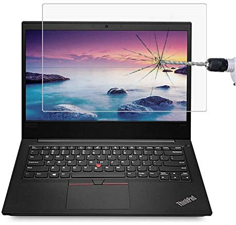 Cqu Ultra-thin 0.4mm 9H Surface Hardness Laptop Full Screen Front Film Protect Cover Tempered Glass Film Screen Protector for Lenovo ThinkPad E485 14 inch Netbook Portable Computer