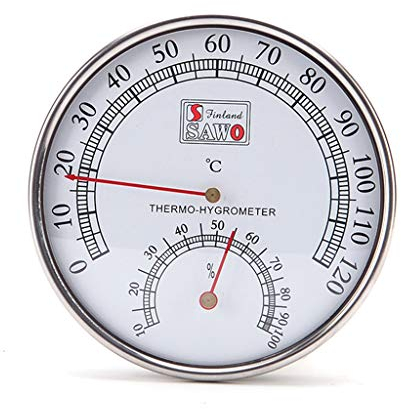 MYA Sauna Thermometer aus Metall, Dampf, Sauna, Badezimmer, Thermometer, Hygrometer, Bad und Sauna, drinnen und draußen