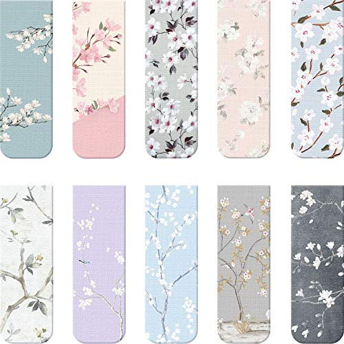 10 Pièces Signets Magnétiques Marqueurs de Page Magnétique Marqueurs de Livres Variés Ensemble pour Élèves Lisant(Style Floral, 2.3 x 0.8 Pouces)