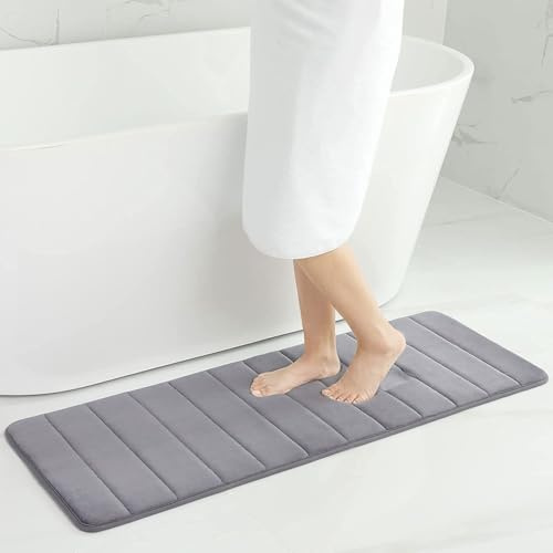 Homaxy Memory Foam Badezimmer Badeteppiche Saugfähige Rutschfester Badvorleger Waschbar Badematte - 40 x 120 cm, Dunkelgrau