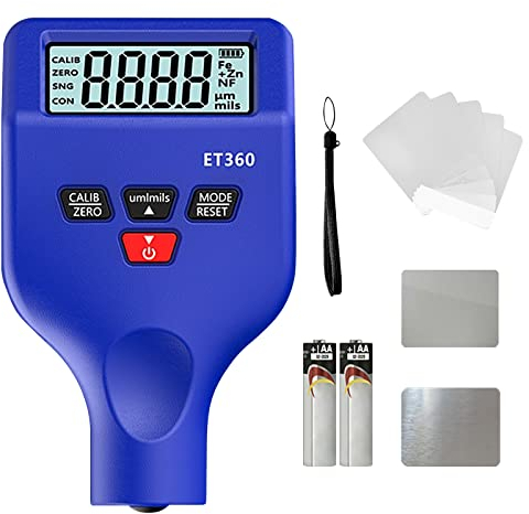 Lackschichtdickenmessgerät Kfz Lackmessgerät auto kunststoff für Karosserie 0-1500μm LCD-Anzeige Hochpräzises Lackdickenmessgerät für Eisen, Aluminium und Zink, SNG/CON Messmodus GOLDCHAMP