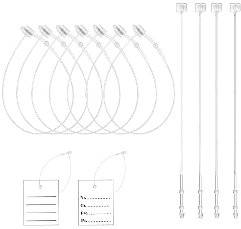Hezhou 2000 Stück Sicherheitsfäden Transparent Loop Pins Loop Lock von Länge 180mm Sicherheitsfäden für Etiketten Loop Ring Fäden Faden Preisschild für Kleidung Schuhe und andere Produktetiketten