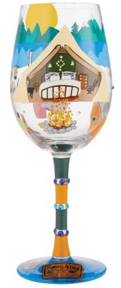 Enesco 6010893 Designs by Lolita Glamping - Copa de vino artesanal pintada a mano, multicolor