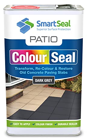SmartSeal Patio ColourSeal - Colour & Restore Old Concrete Paving Slabs, Durable Paint & Sealer - Easy to Apply, Concrete Paint for Patio & Protective Patio Sealer (Dark Grey - 5 L)