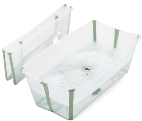 STOKKE® Flexi Bath® - Bañera para bebés, párvulos y niños - Extremadamente ligera y plegable - Color: verde transparente
