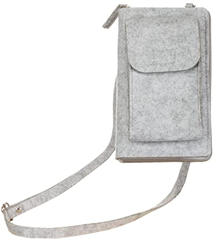 Brandsseller Handy Umhängetasche mit Geldbörse | Filz Crossbody integrierte Brief- und Handytasche | Kartenfächer | Verstellbarer Schultergurt | ca. 13 x 21,5 x 5 cm