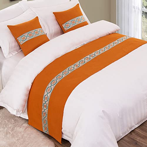 DAYDAY helper Bettläufer für Bettfüße, Streifen, Patchwork, Leinen-Bettwäsche, Dekoration, Bettschal, Bettdecke, Tagesdecke, Schutz für Hotel, Schlafzimmer, 180 x 50 cm