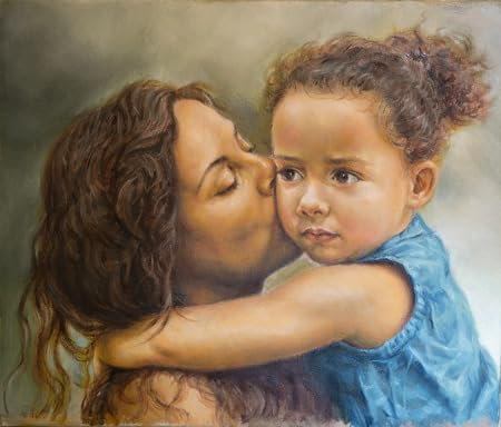 adrium Acryl-Bild 110 x 90 cm: Gemälde einer jungen Frau, die ein Mädchen küsst (31286393)